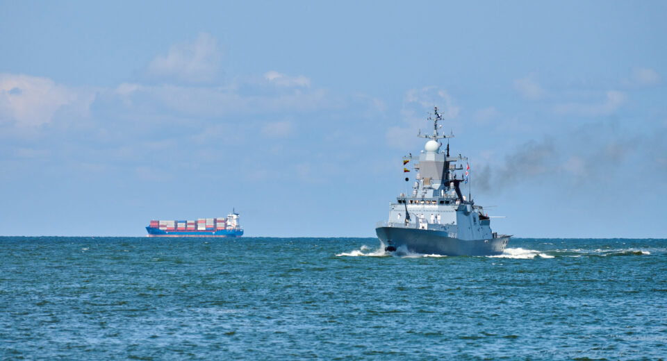 Missile Boat During Naval Exercises And Parade, Guided Missile Destroyer, Warship In Baltic Sea